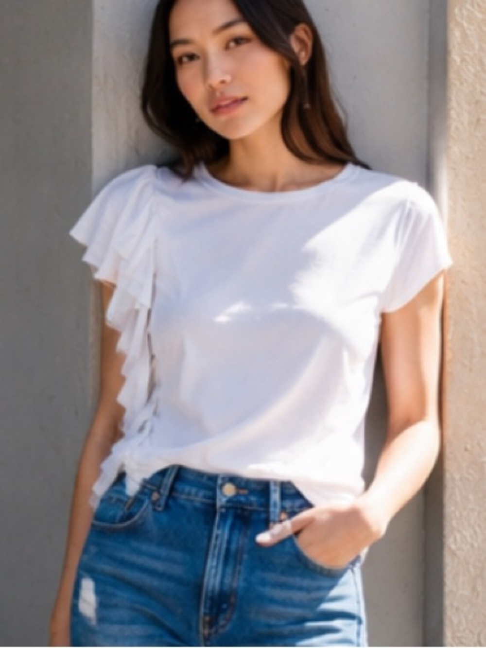 NWT Witchery Blouse with side ruffle